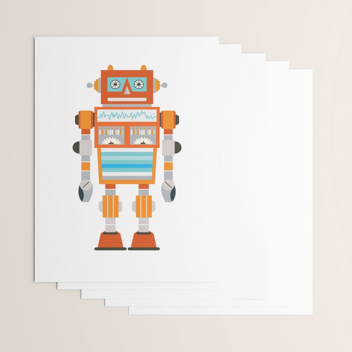 Orange Robot Retro Toy Wrapping Paper Gallery Image 3