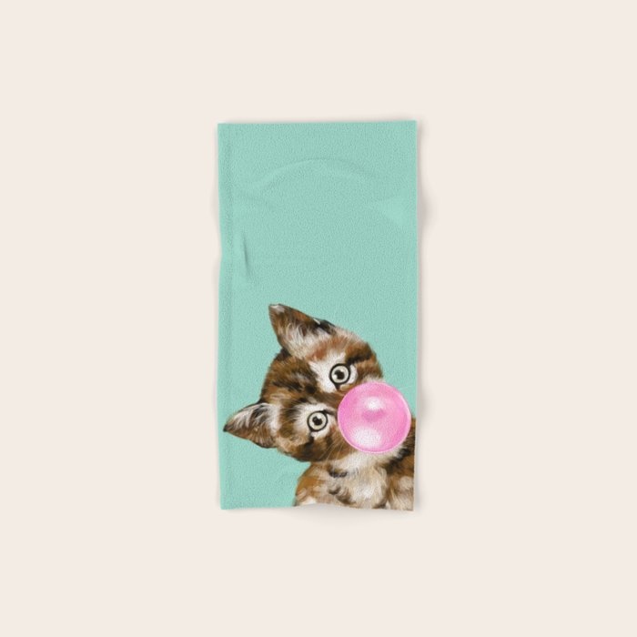 Bubble Gum Baby Cat in Green Bath Towel Gallery Image 1