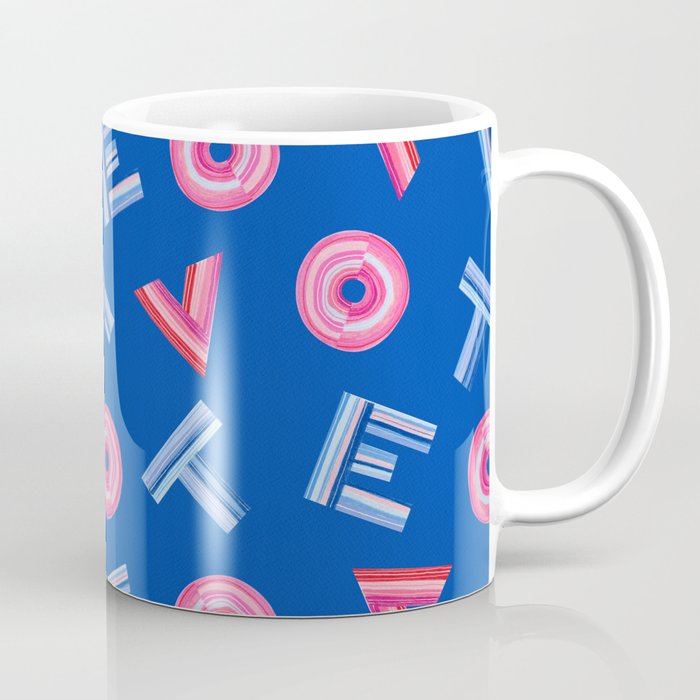 Cast Your Vote | Hand-Lettered Pattern in Blue Coffee Mug Gallery Image 1