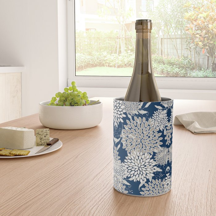 Leaves and Blooms, Blue and Gray Wine Chiller Gallery Image 4