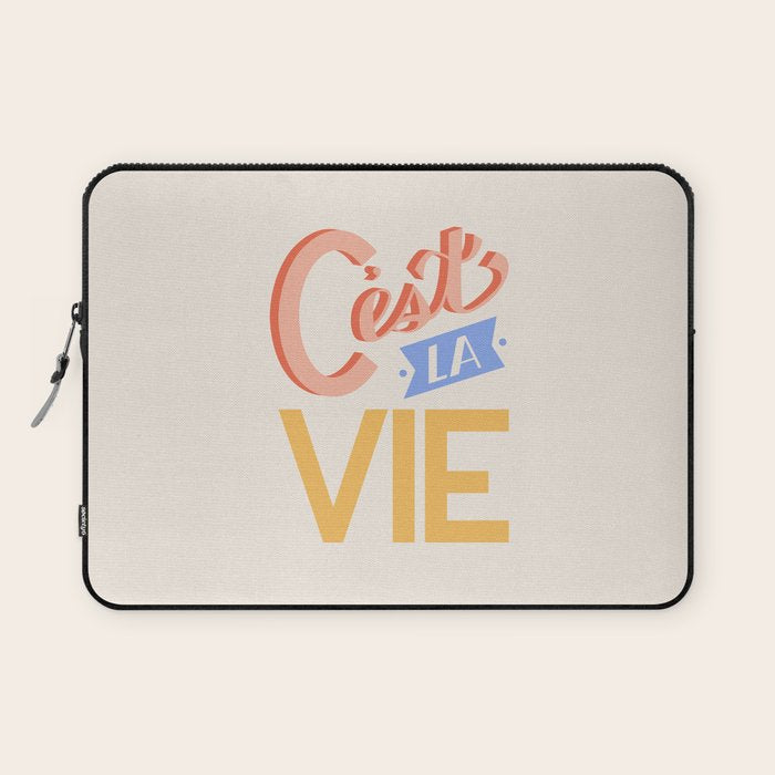 Retro C'est La Vie Laptop Sleeve Gallery Image 1