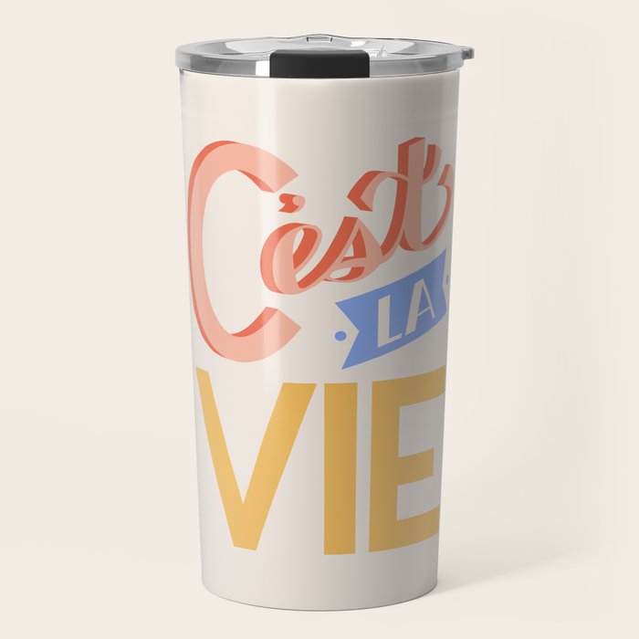 Retro C'est La Vie Travel Mug Gallery Image 1