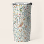 William Morris Newill Owl Art Blue Indigo Saffron Vintage Pattern Travel Mug Gallery Image 2