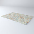 William Morris Newill Owl Art Blue Indigo Saffron Vintage Pattern Rug Gallery Image 3