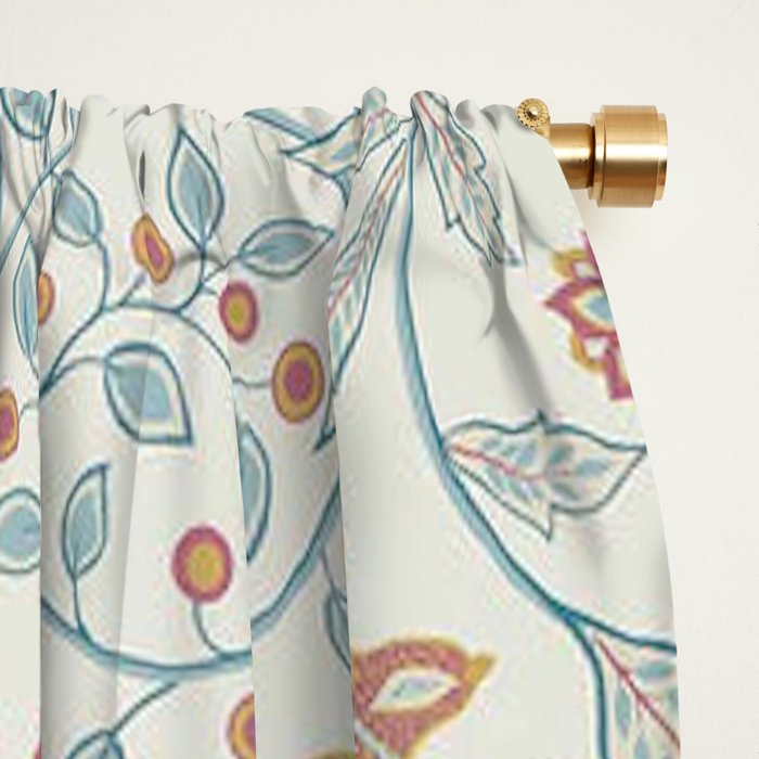 William Morris Newill Owl Art Blue Indigo Saffron Vintage Pattern Window Curtain Gallery Image 2
