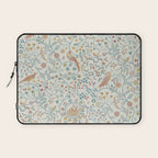 William Morris Newill Owl Art Blue Indigo Saffron Vintage Pattern Laptop Sleeve Gallery Image 1