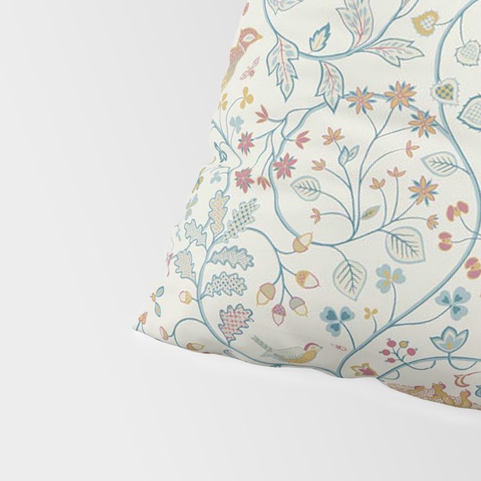William Morris Newill Owl Art Blue Indigo Saffron Vintage Pattern Pillow Sham Gallery Image 4