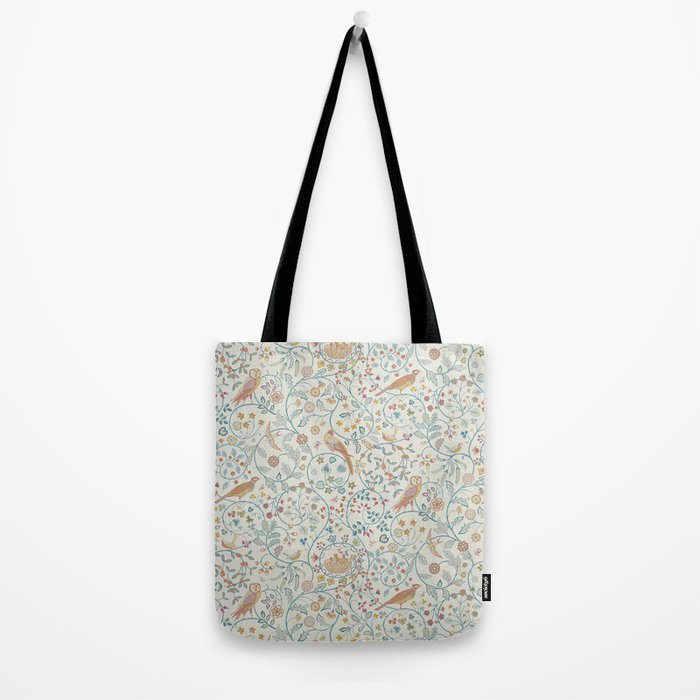 William Morris Newill Owl Art Blue Indigo Saffron Vintage Pattern Tote Bag Gallery Image 2