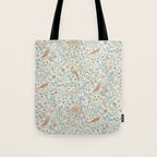 William Morris Newill Owl Art Blue Indigo Saffron Vintage Pattern Tote Bag Gallery Image 1