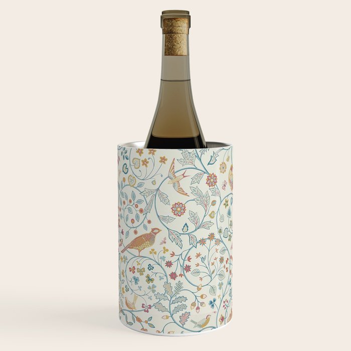 William Morris Newill Owl Art Blue Indigo Saffron Vintage Pattern Wine Chiller Gallery Image 2