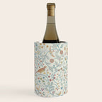 William Morris Newill Owl Art Blue Indigo Saffron Vintage Pattern Wine Chiller Gallery Image 2
