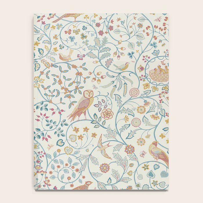 William Morris Newill Owl Art Blue Indigo Saffron Vintage Pattern Notebook Gallery Image 4