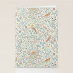William Morris Newill Owl Art Blue Indigo Saffron Vintage Pattern Stationery Card Gallery Image 2