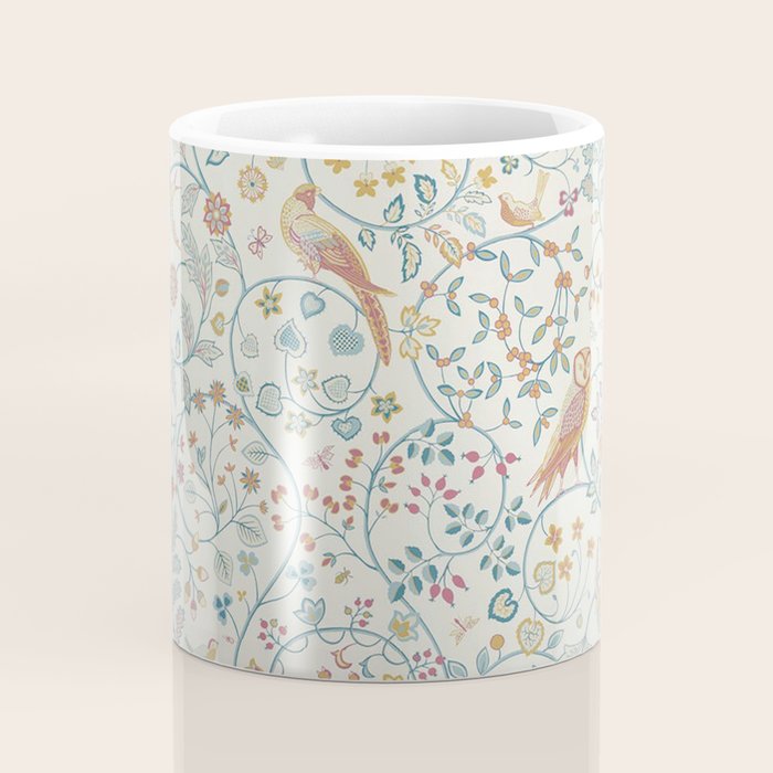 William Morris Newill Owl Art Blue Indigo Saffron Vintage Pattern Coffee Mug Gallery Image 4