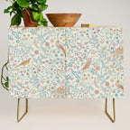 William Morris Newill Owl Art Blue Indigo Saffron Vintage Pattern Credenza Gallery Image 1