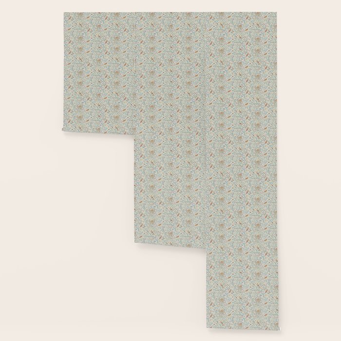 William Morris Newill Owl Art Blue Indigo Saffron Vintage Pattern Wallpaper Gallery Image 3