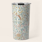 William Morris Newill Owl Art Blue Indigo Saffron Vintage Pattern Travel Mug Gallery Image 1
