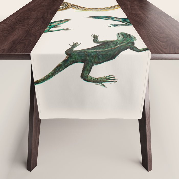 Albertus Seba Snakes And Lizards Teal Table Runner Gallery Image 1
