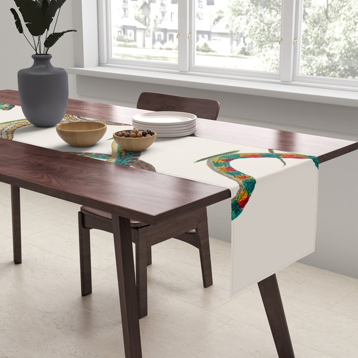 Albertus Seba Snakes And Lizards Teal Table Runner Gallery Image 2