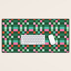 Christmas Checks Pattern - Green Red and Pink Desk Mat Gallery Image 1