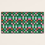 Christmas Checks Pattern - Green Red and Pink Desk Mat Gallery Image 3
