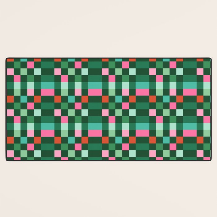 Christmas Checks Pattern - Green Red and Pink Desk Mat Gallery Image 3