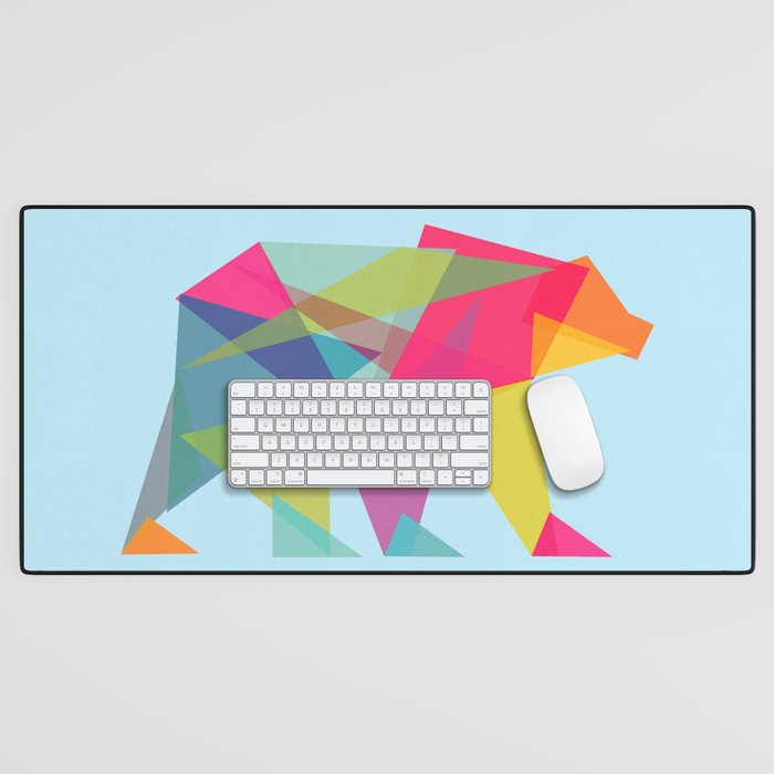 Fractal Bear - neon colorways Desk Mat Gallery Image 1