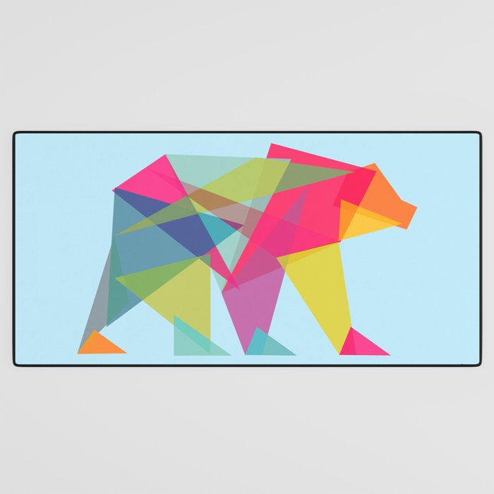 Fractal Bear - neon colorways Desk Mat Gallery Image 3
