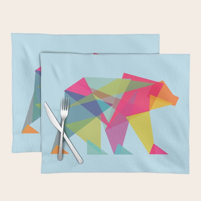 Fractal Bear - neon colorways Placemat Gallery Image 1