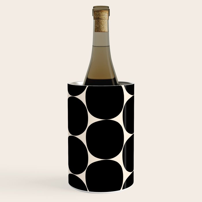 Mid-Century Mod Minimalist Dot Pattern in Black and Almond Cream Wine Chiller Gallery Image 3
