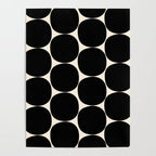 Mid-Century Mod Minimalist Dot Pattern in Black and Almond Cream Poster Gallery Image 4