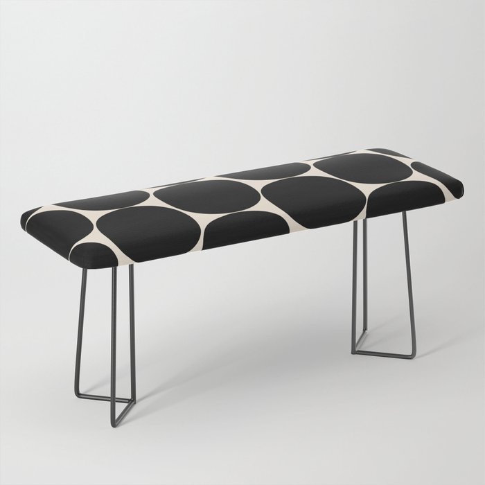 Mid-Century Mod Minimalist Dot Pattern in Black and Almond Cream Bench Gallery Image 1