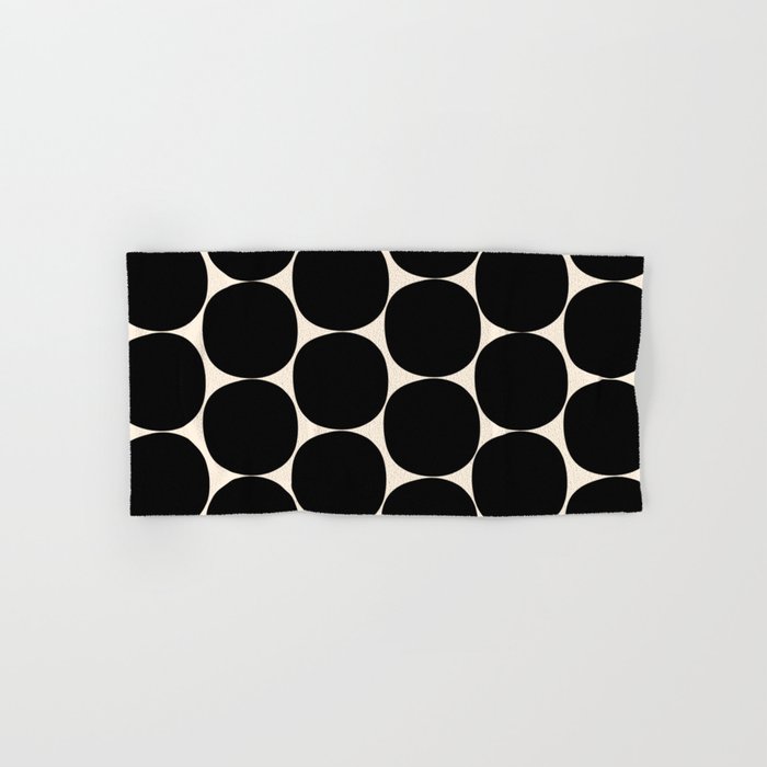 Mid-Century Mod Minimalist Dot Pattern in Black and Almond Cream Bath Towel Gallery Image 1