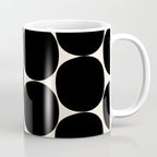 Mid-Century Mod Minimalist Dot Pattern in Black and Almond Cream Coffee Mug Gallery Image 1
