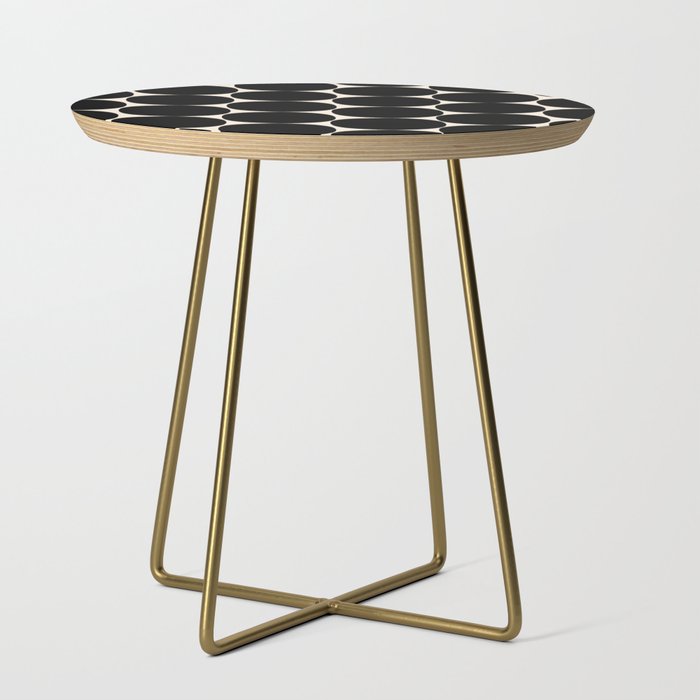 Mid-Century Mod Minimalist Dot Pattern in Black and Almond Cream Side Table Gallery Image 1