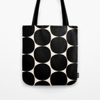 Mid-Century Mod Minimalist Dot Pattern in Black and Almond Cream Tote Bag Gallery Image 1