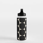 Mid-Century Mod Minimalist Dot Pattern in Black and Almond Cream Water Bottle Gallery Image 3