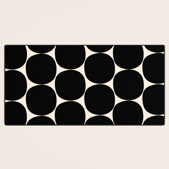 Mid-Century Mod Minimalist Dot Pattern in Black and Almond Cream Desk Mat Gallery Image 3
