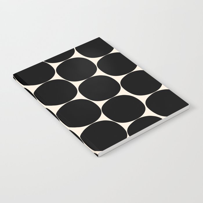 Mid-Century Mod Minimalist Dot Pattern In Black And Almond Cream Notebook