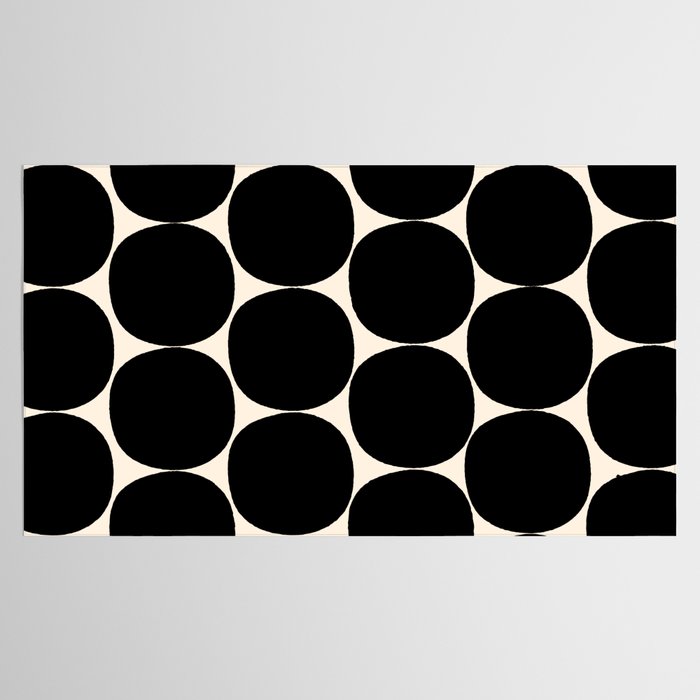 Mid-Century Mod Minimalist Dot Pattern in Black and Almond Cream Tablecloth Gallery Image 2