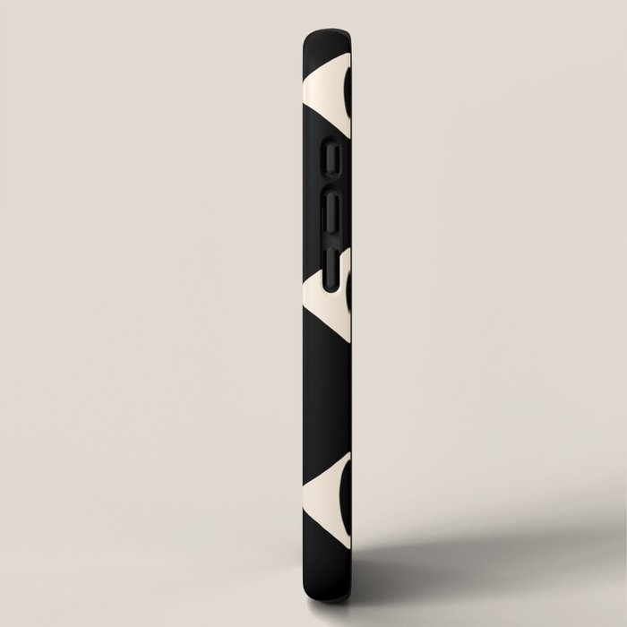 Mid-Century Mod Minimalist Dot Pattern in Black and Almond Cream iPhone Case Gallery Image 2