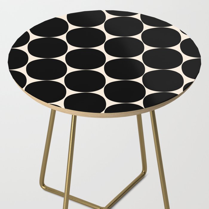 Mid-Century Mod Minimalist Dot Pattern in Black and Almond Cream Side Table Gallery Image 2