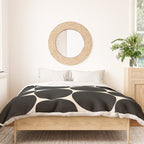 Mid-Century Mod Minimalist Dot Pattern in Black and Almond Cream Duvet Cover Gallery Image 3