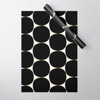 Mid-Century Mod Minimalist Dot Pattern in Black and Almond Cream Wrapping Paper Gallery Image 1