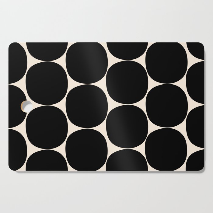 Mid-Century Mod Minimalist Dot Pattern in Black and Almond Cream Cutting Board Gallery Image 1