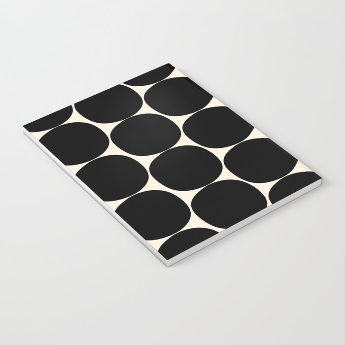 Mid-Century Mod Minimalist Dot Pattern in Black and Almond Cream Notebook Gallery Image 3