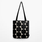 Mid-Century Mod Minimalist Dot Pattern in Black and Almond Cream Tote Bag Gallery Image 2