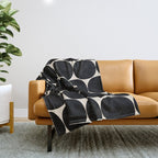 Mid-Century Mod Minimalist Dot Pattern in Black and Almond Cream Throw Blanket Gallery Image 1