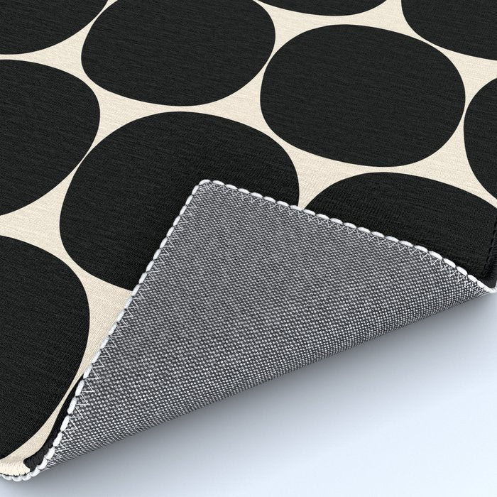 Mid-Century Mod Minimalist Dot Pattern in Black and Almond Cream Rug Gallery Image 4