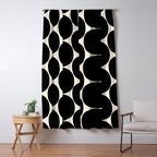 Mid-Century Mod Minimalist Dot Pattern in Black and Almond Cream Window Curtain Gallery Image 5